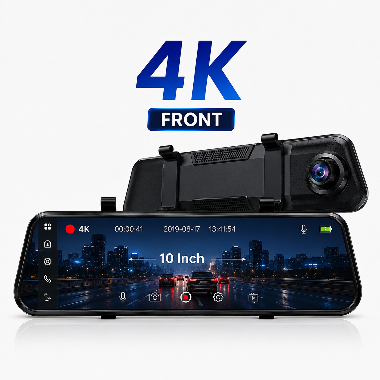 10-Inch Full-Screen 4K + 2K Dual Dash Cam